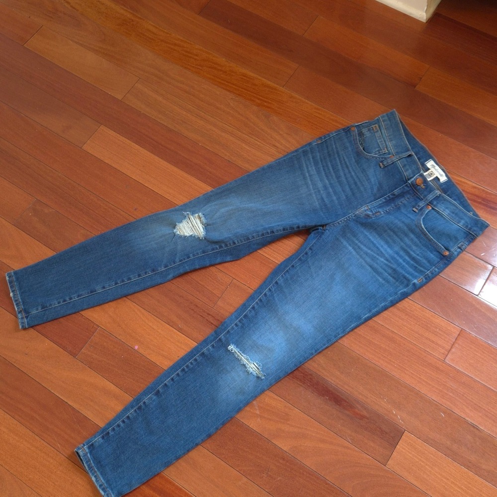 Madewell Skinny Crop Jeans Women 26 Blue 9 Inch High Rise Distressed K7517